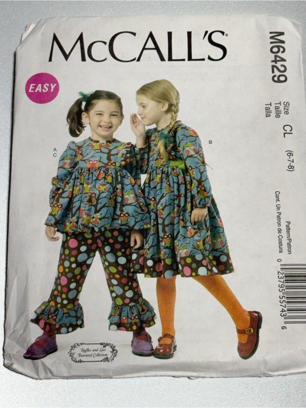 McCall’s M6429 Girls Dress and Pant Pattern Uncut